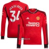 Camisola Manchester United Van De Beek 34 Manga Comprida Homen Equipamento 1ª 23/24